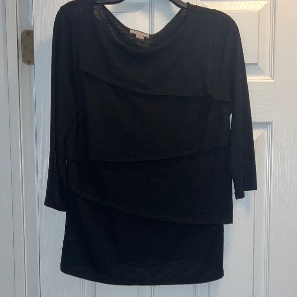 LOFT Elegant Black Knit Top Size Large
